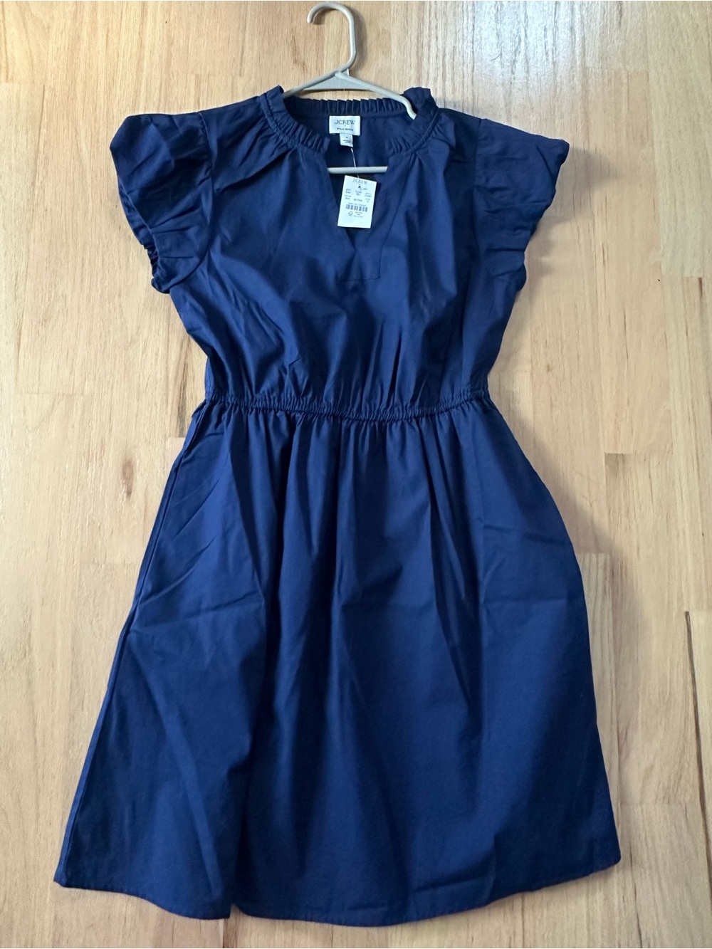 J. Crew Womens Navy Blue Cotton Casual Dress with Elastic Waist